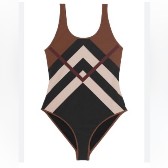 BURBERRY Chevron Check Stretch One Piece Swimsuit - NWT - Picture 12 of 16
